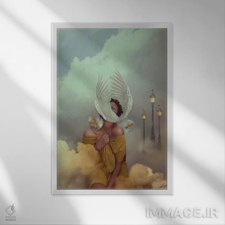 تابلو دکوراتیو غروب اثر دیاندرا لی - نمای قابدار سفید