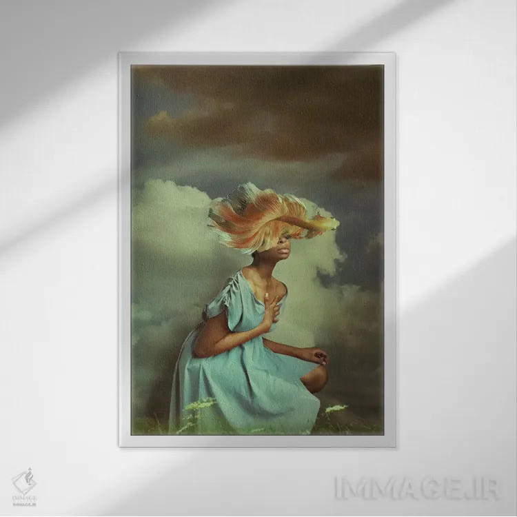 تابلو دکوراتیو جریان اثر دیاندرا لی - نمای قابدار سفید