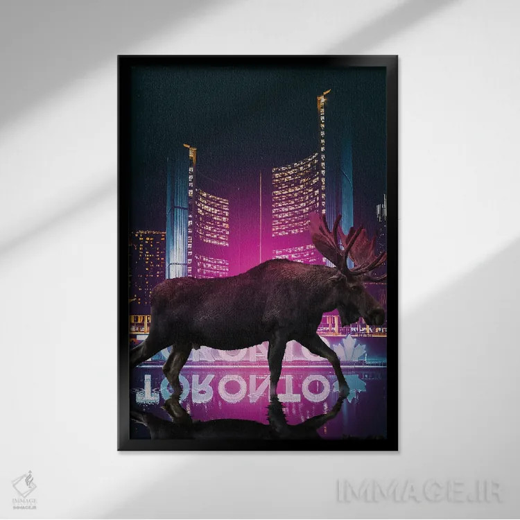 تابلو دکوراتیو گوزن شمالی آزاد است اثر دیوید لوبلاو - نمای قابدار مشکی