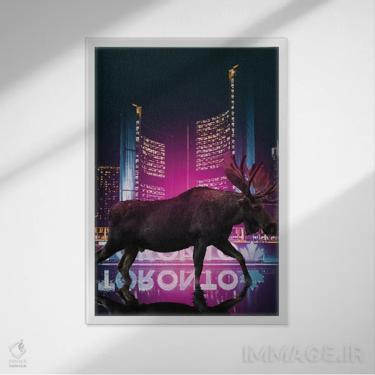 تابلو دکوراتیو گوزن شمالی آزاد است اثر دیوید لوبلاو - نمای قابدار سفید