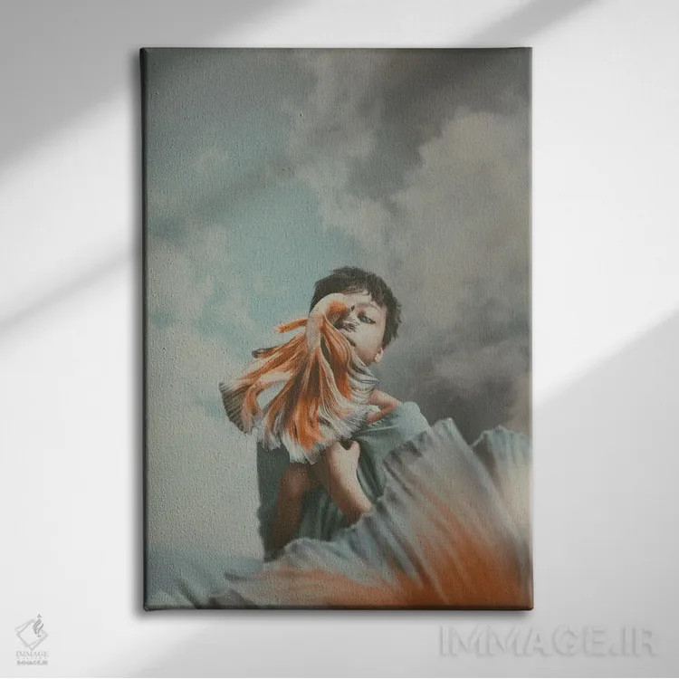 تابلو دکوراتیو سکوت در دریا اثر دیاندرا لی - نمای روبهرو روی دیوار