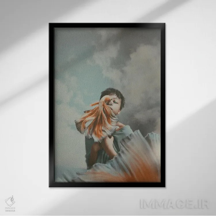 تابلو دکوراتیو سکوت در دریا اثر دیاندرا لی - نمای قابدار مشکی