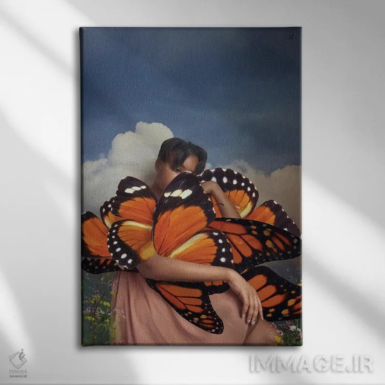 تابلو دکوراتیو پروانه اثر دیاندرا لی - نمای روبهرو روی دیوار