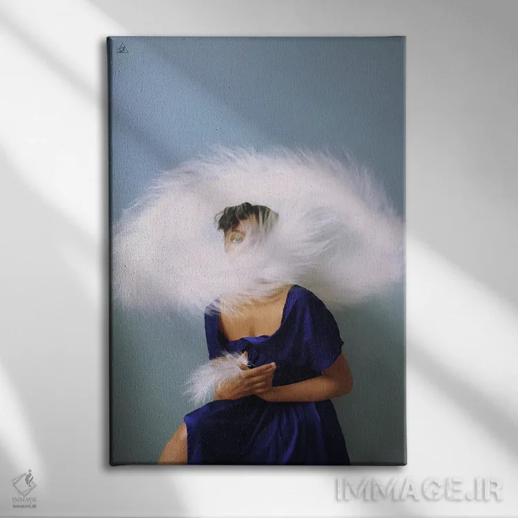 تابلو دکوراتیو آبی تنها اثر دیاندرا لی - نمای روبهرو روی دیوار