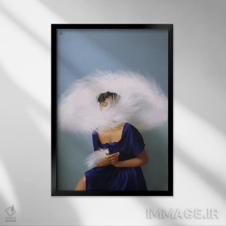 تابلو دکوراتیو آبی تنها اثر دیاندرا لی - نمای قابدار مشکی