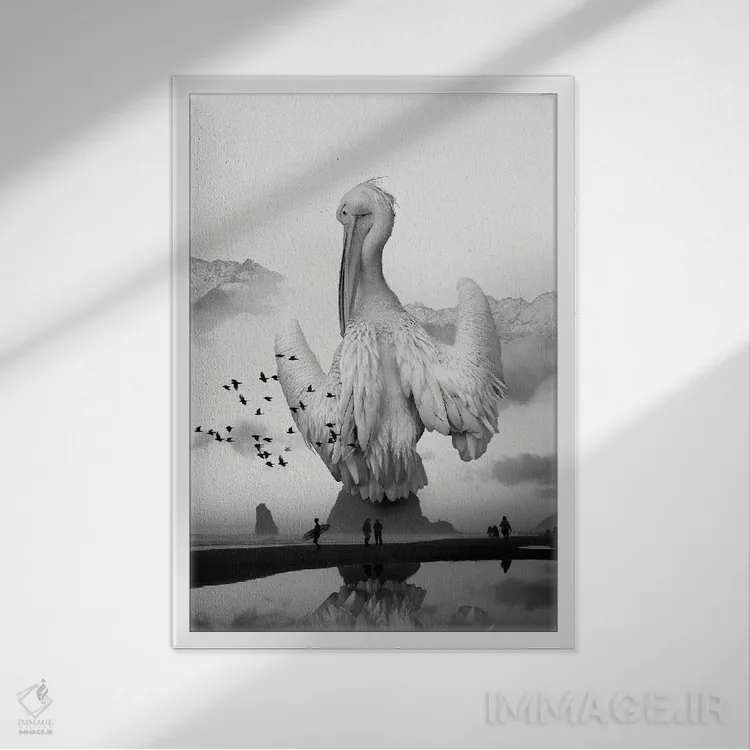 تابلو دکوراتیو پرنده دریایی، پرنده آزاد اثر دیوید لوبلاو - نمای قابدار سفید