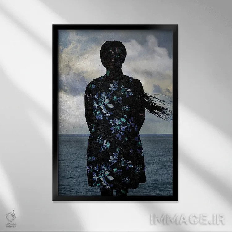 تابلو دکوراتیو شناوری دریا اثر دیاندرا لی - نمای قابدار مشکی