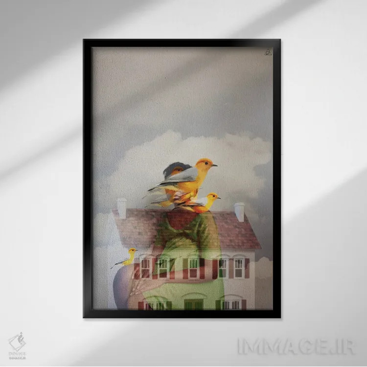 تابلو دکوراتیو منطقه راحتی اثر دیاندرا لی - نمای قابدار مشکی