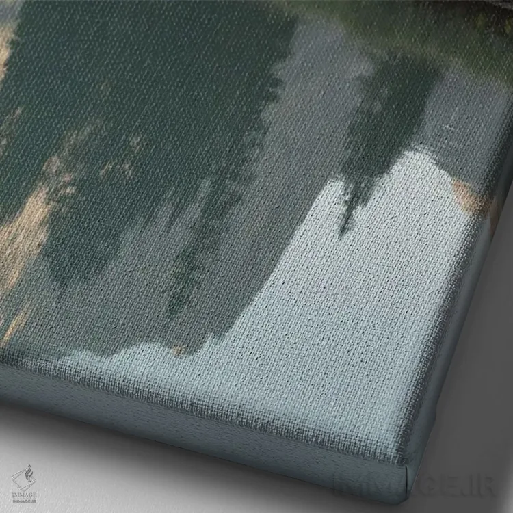 تابلو دکوراتیو قله مربعی شکل اثر داستین لفور - نمای نزدیک بافت بوم