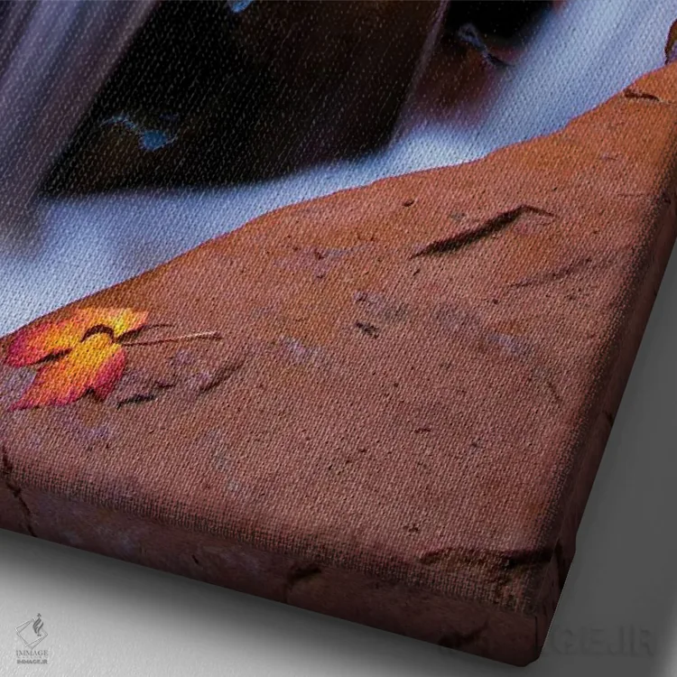 تابلو دکوراتیو آبشار پنیر سویسی اثر داستین لفور - نمای نزدیک بافت بوم