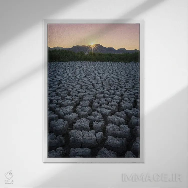 تابلو دکوراتیو زمین ترک خورده اثر داستین لفور - نمای قابدار سفید