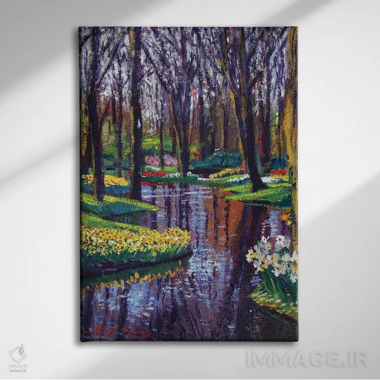 تابلو دکوراتیو پارک کوکنهوف در بهار اثر دیوید لوید گلوور - نمای روبهرو روی دیوار