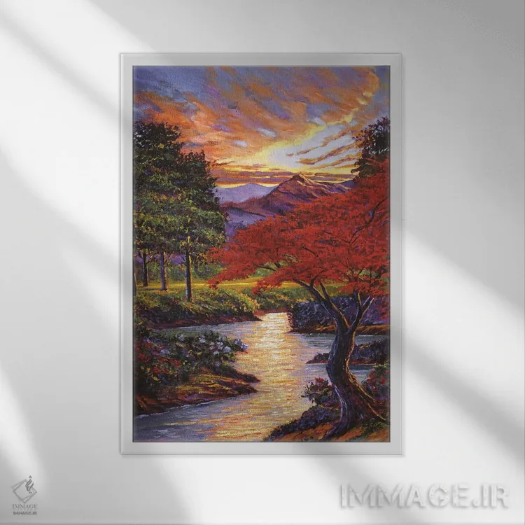 تابلو دکوراتیو درخت افرا قرمز قدیمی اثر دیوید لوید گلوور - نمای قابدار سفید