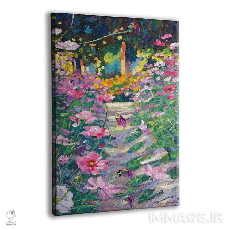 تابلو دکوراتیو مسیر گل های کوسموس در باغ اثر دیوید لوید گلوور - نمای پرسپکتیو محصول