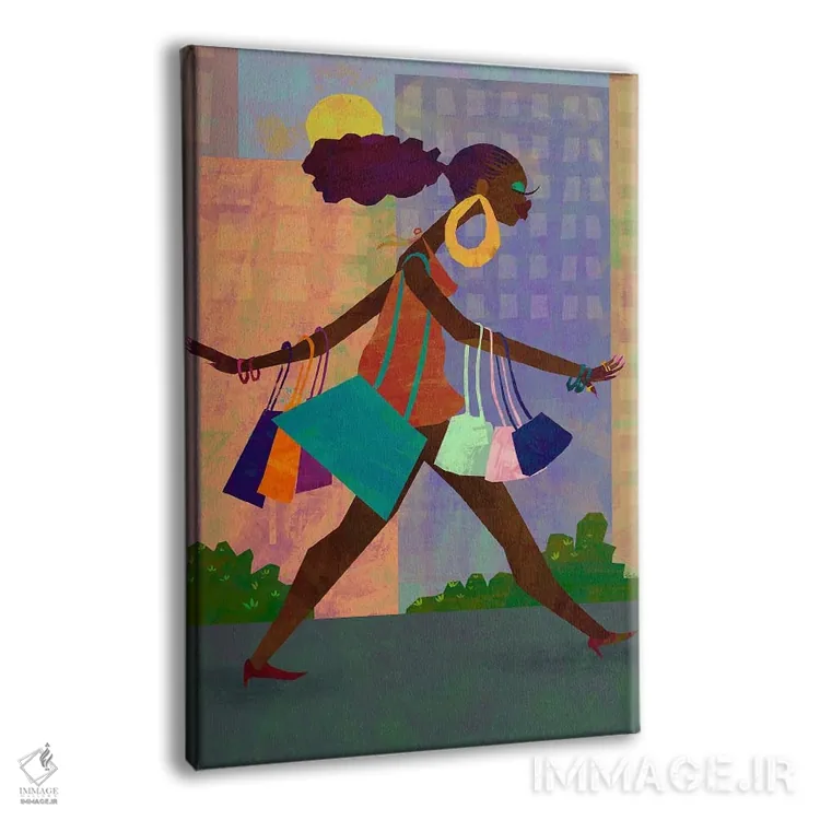 تابلو دکوراتیو زن دارای کیف زیاد اثر دی لاشه آرتیستری - نمای پرسپکتیو محصول