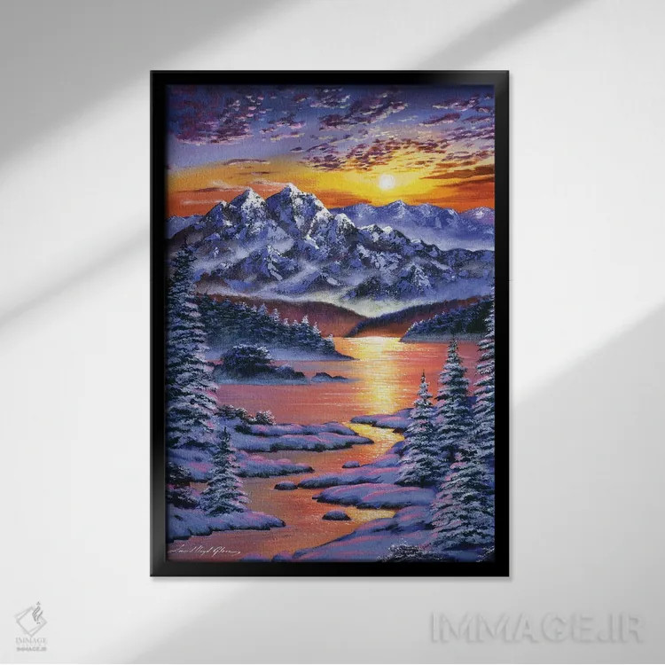 تابلو دکوراتیو غروب یخ زده اثر دیوید لوید گلوور - نمای قابدار مشکی