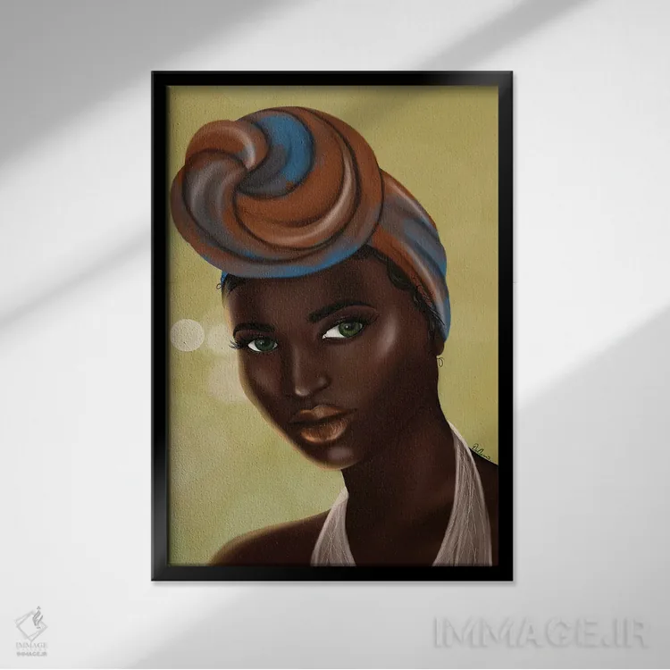 تابلو دکوراتیو جادوی دختر سیاه پوست اثر دی لاشه آرتیستری - نمای قابدار مشکی