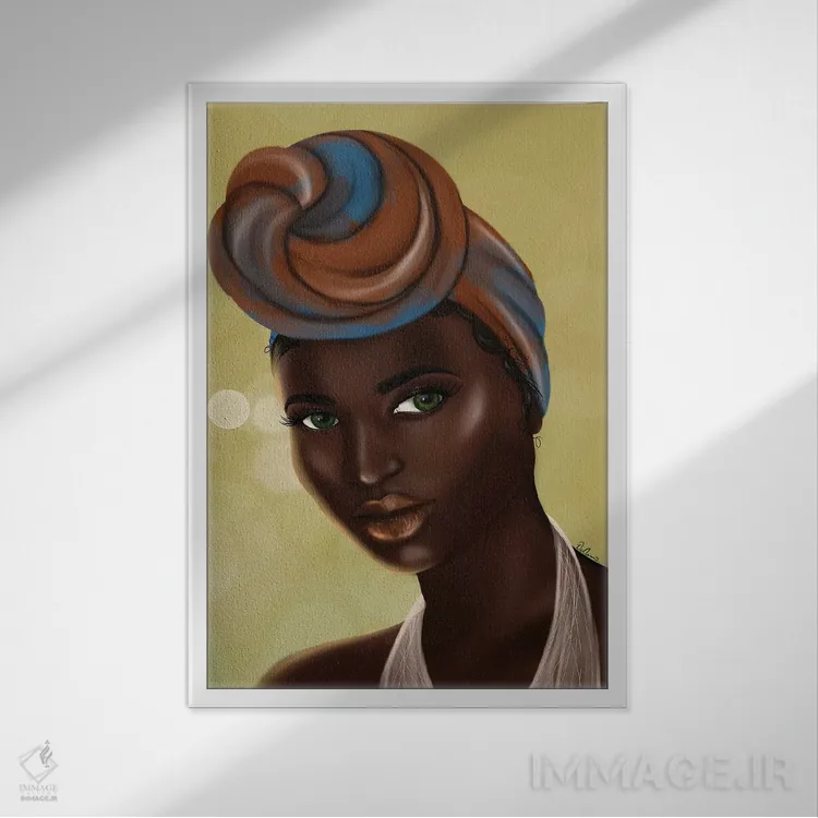 تابلو دکوراتیو جادوی دختر سیاه پوست اثر دی لاشه آرتیستری - نمای قابدار سفید