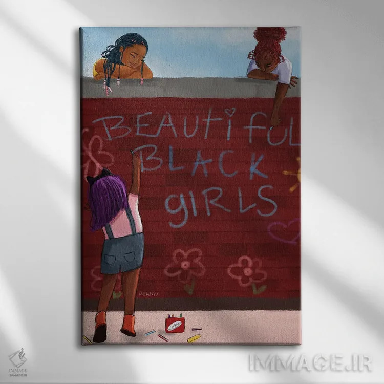 تابلو دکوراتیو دختران سیاه پوست زیبا اثر دی لاشه آرتیستری - نمای روبهرو روی دیوار