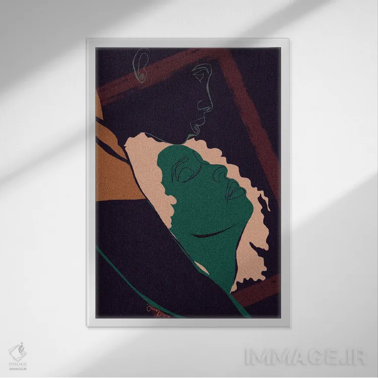 تابلو مینیمال راضی و سرشار اثر دی لاشه آرتیستری - نمای قابدار سفید