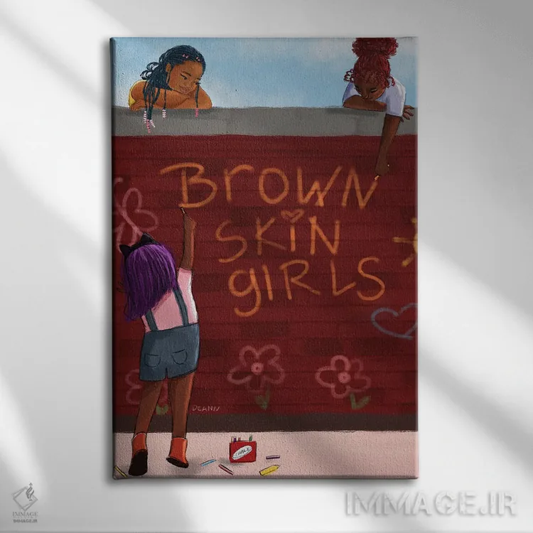 تابلو دکوراتیو دختران پوستی تیره اثر دی لاشه آرتیستری - نمای روبهرو روی دیوار