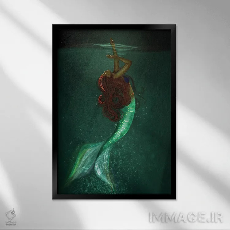 تابلو دکوراتیو دختران سیاه پوست هم می توانند پری دریایی باشند اثر دی لاشه آرتیستری - نمای قابدار مشکی