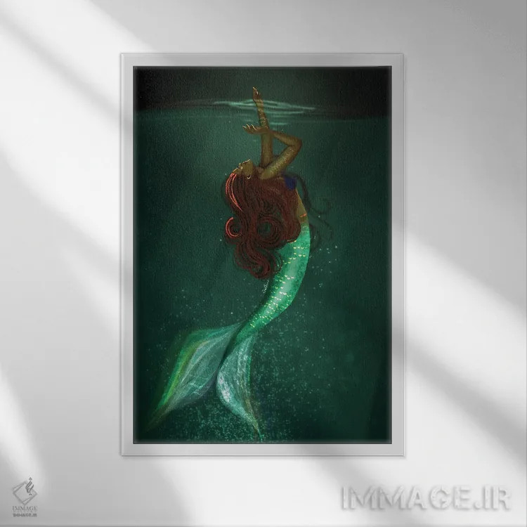 تابلو دکوراتیو دختران سیاه پوست هم می توانند پری دریایی باشند اثر دی لاشه آرتیستری - نمای قابدار سفید