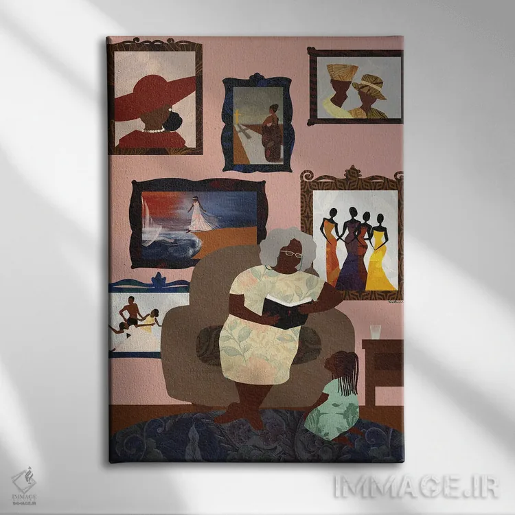 تابلو دکوراتیو دیوار مادربزرگم اثر دی لاشه آرتیستری - نمای روبهرو روی دیوار
