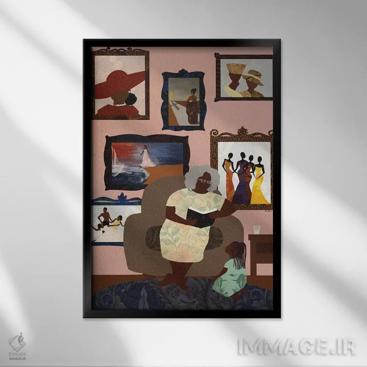 تابلو دکوراتیو دیوار مادربزرگم اثر دی لاشه آرتیستری - نمای قابدار مشکی