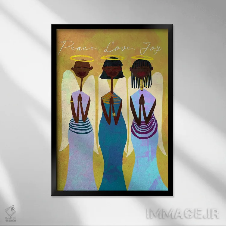 تابلو دکوراتیو صلح، عشق، شادی اثر دی لاشه آرتیستری - نمای قابدار مشکی