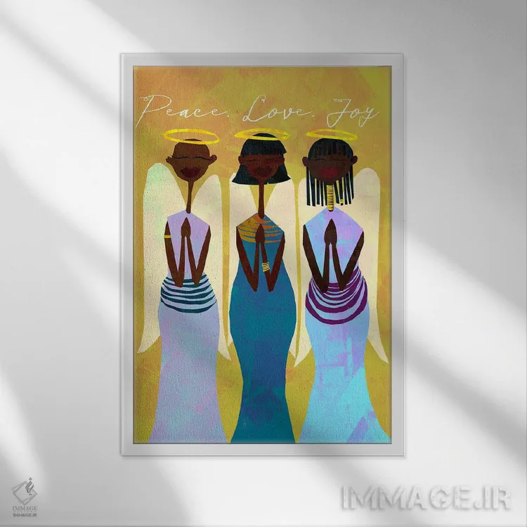 تابلو دکوراتیو صلح، عشق، شادی اثر دی لاشه آرتیستری - نمای قابدار سفید