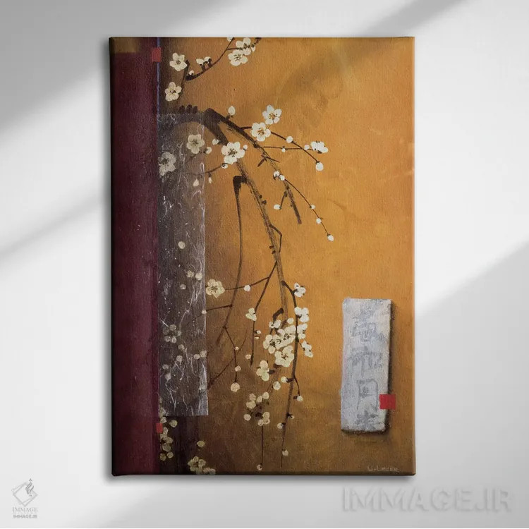 تابلو دکوراتیو شکوفه های شرقی شماره ۳ اثر دان لی -لگر - نمای روبهرو روی دیوار