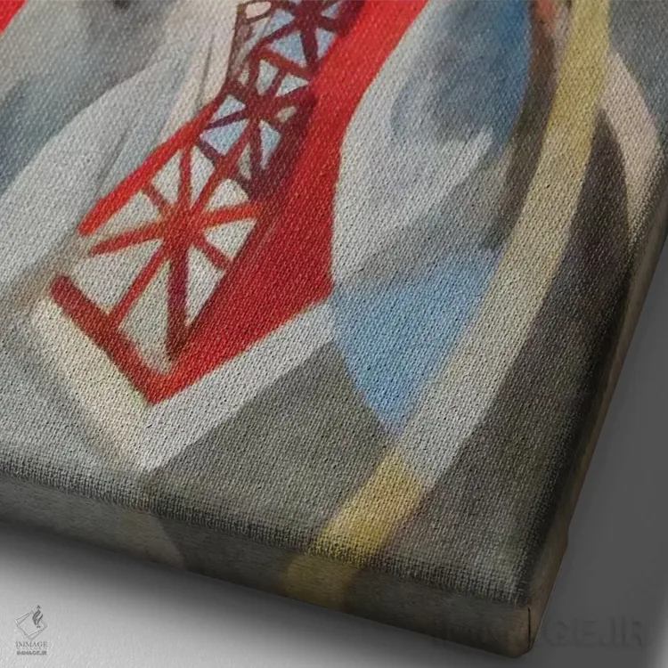 تابلو دکوراتیو برج سرخ ، ۱۹۱۱-۱۲ اثر رابرت دولونه - نمای نزدیک بافت بوم