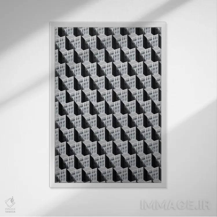 تابلو دکوراتیو الگوی پنجره ها شماره ۴ اثر دانیلو د آلکساندریا - نمای قابدار سفید