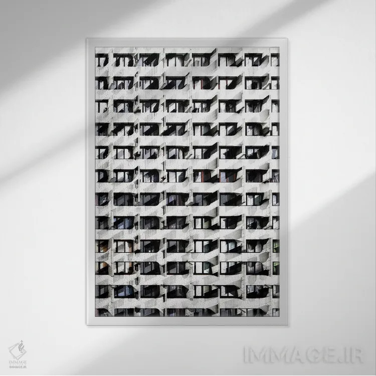 تابلو دکوراتیو الگوی پنجره ها شماره ۱۴ اثر دانیلو د آلکساندریا - نمای قابدار سفید