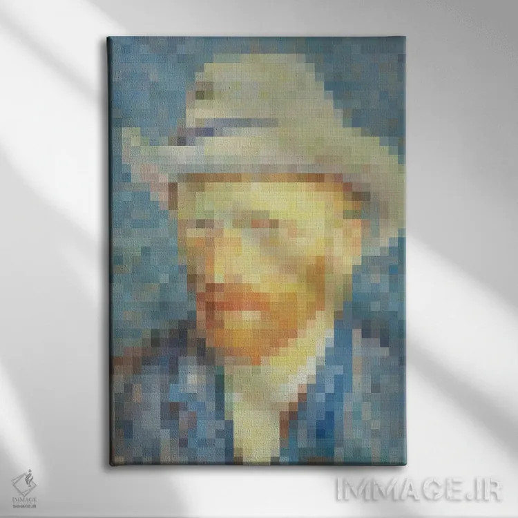 تابلو دکوراتیو پیکسل ون گوگ اثر دانیلو د آلکساندریا - نمای روبهرو روی دیوار