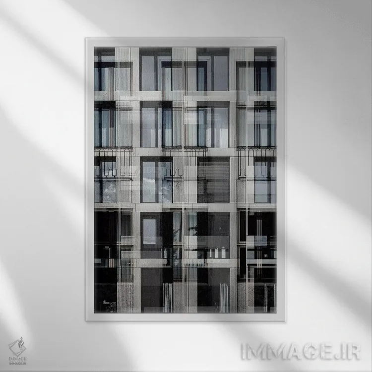 تابلو دکوراتیو الگوی پنجره ها شماره ۲۸ اثر دانیلو د آلکساندریا - نمای قابدار سفید