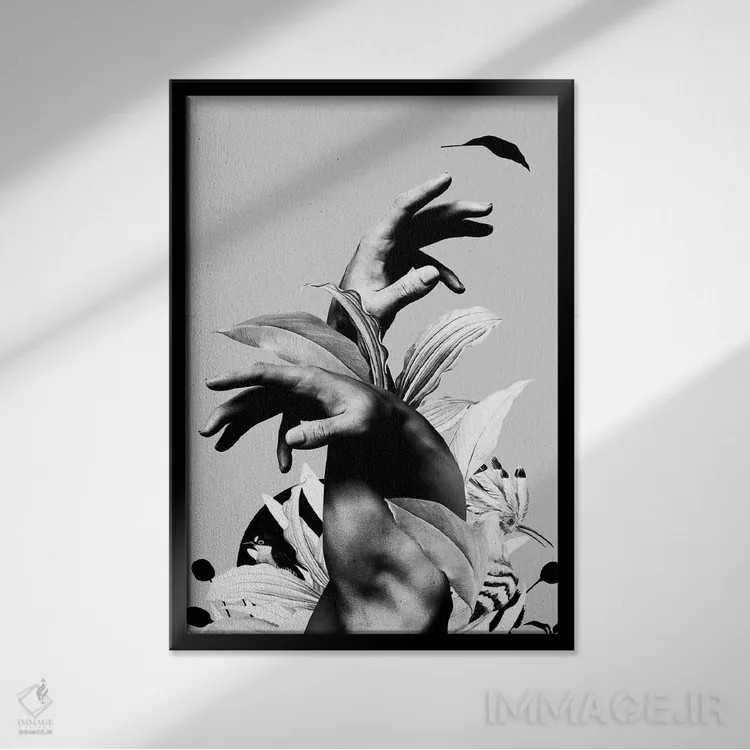 تابلو دکوراتیو دست با گل اثر دانیلو د آلکساندریا - نمای قابدار مشکی