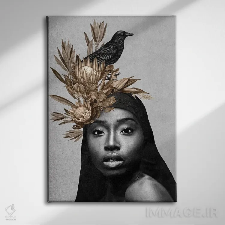 تابلو دکوراتیو پرنده سیاه اثر دانیلو د آلکساندریا - نمای روبهرو روی دیوار