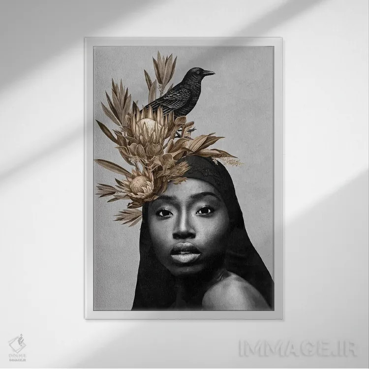 تابلو دکوراتیو پرنده سیاه اثر دانیلو د آلکساندریا - نمای قابدار سفید