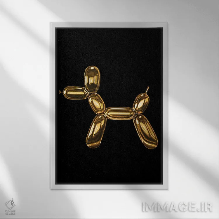 تابلو دکوراتیو یادآور مرگ | سگ طلایی اثر دانیلو د آلکساندریا - نمای قابدار سفید