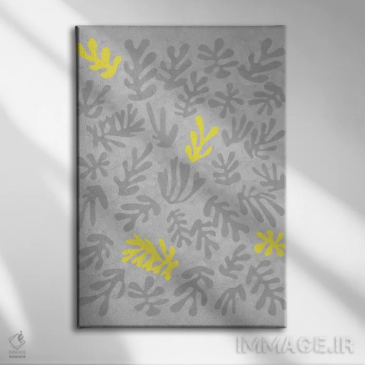 تابلو انتزاعی زرد و خاکستری XII اثر دانیلو د آلکساندریا - نمای روبهرو روی دیوار
