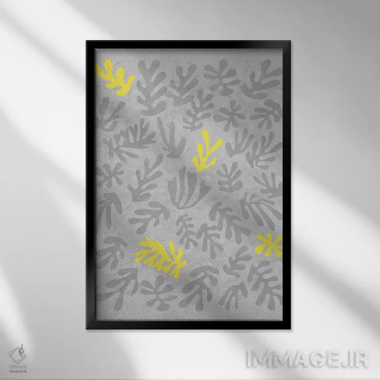 تابلو انتزاعی زرد و خاکستری XII اثر دانیلو د آلکساندریا - نمای قابدار مشکی