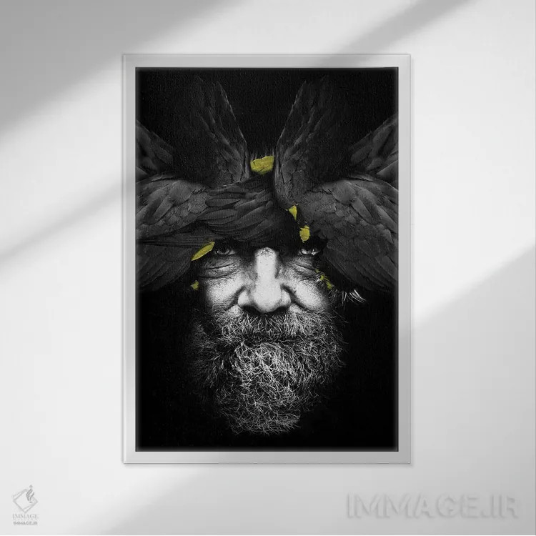 تابلو دکوراتیو زرد و خاکستری XXI اثر دانیلو د آلکساندریا - نمای قابدار سفید