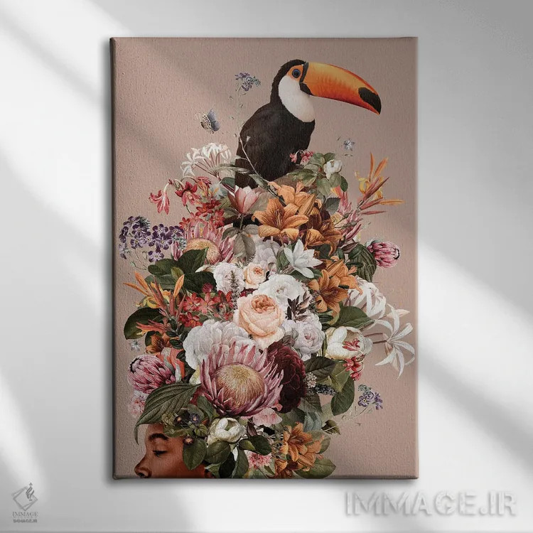 تابلو دکوراتیو زن گلدار I اثر دانیلو د آلکساندریا - نمای روبهرو روی دیوار