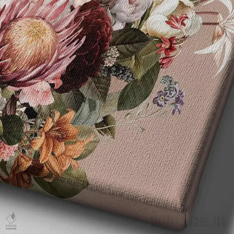 تابلو دکوراتیو زن گلدار I اثر دانیلو د آلکساندریا - نمای نزدیک بافت بوم