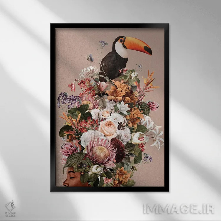 تابلو دکوراتیو زن گلدار I اثر دانیلو د آلکساندریا - نمای قابدار مشکی