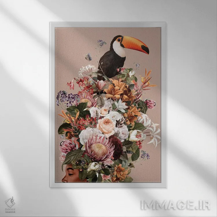 تابلو دکوراتیو زن گلدار I اثر دانیلو د آلکساندریا - نمای قابدار سفید