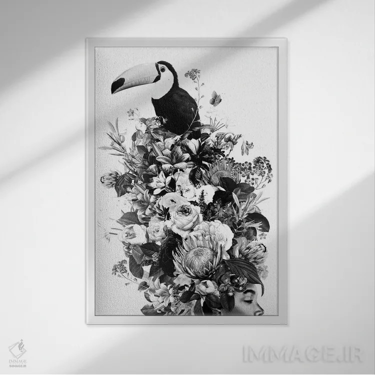 تابلو دکوراتیو زن گلدار VI اثر دانیلو د آلکساندریا - نمای قابدار سفید