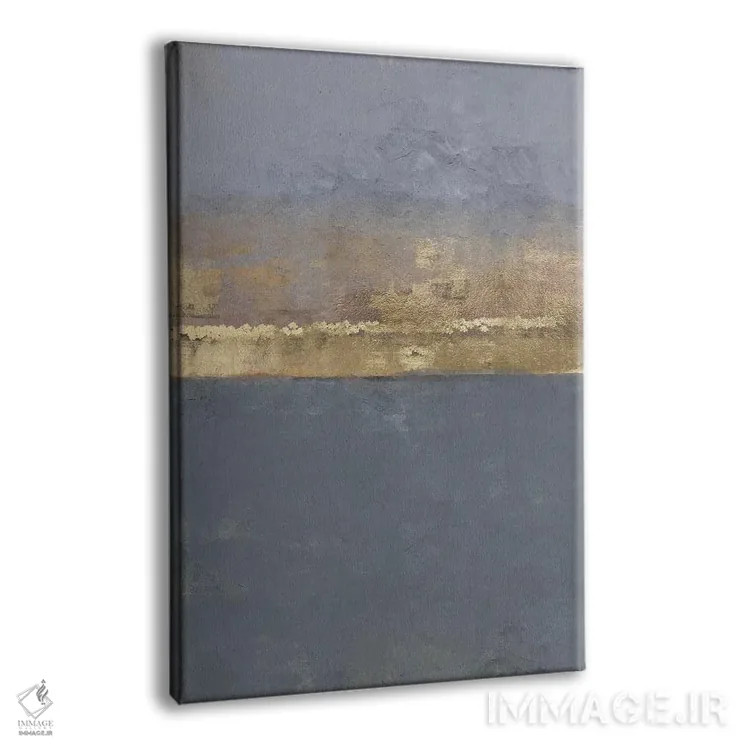 تابلو مینیمال خاکستری طلایی انتزاعی اثر دانیلو د آلکساندریا - نمای پرسپکتیو محصول